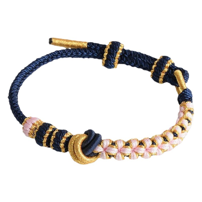 Hand-woven peach blossom concentric knot eight-strand braid beaded bracelet escape little red book popular couple bracelet