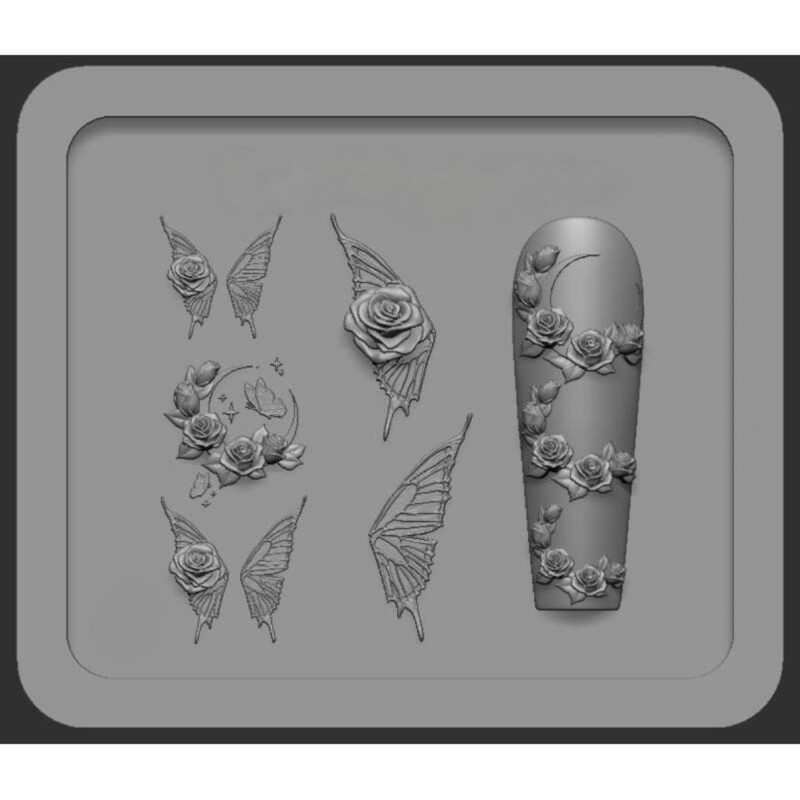 Exquisitely Designed Niche Moon Rose, Rose Butterfly High-Transparency Nail Art Molds