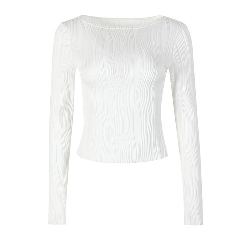 New Arrival 2025 Summer Business Lady Collage Hooded Long Sleeve Round Neck Slim Fit Women's T-Shirt Wholesale