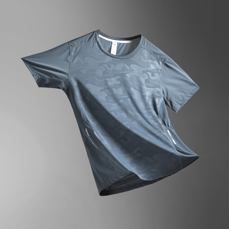 Camiseta deportiva de secado rápido de hielo de hombre de manga corta chaqueta delgada de verano ropa de correr succión transpirable ropa de baloncesto fitness
