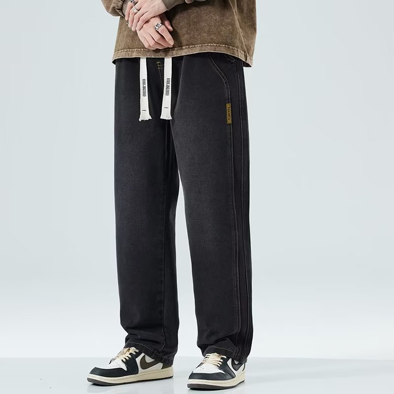 Vintage jeans para hombre 2024 otoño e invierno nuevo estilo recto marea marca de pierna ancha americana calle alta salvaje pantalones casuales