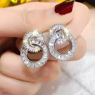 2024 New Arrival Fashion Luxury silver color korean Pink CZ