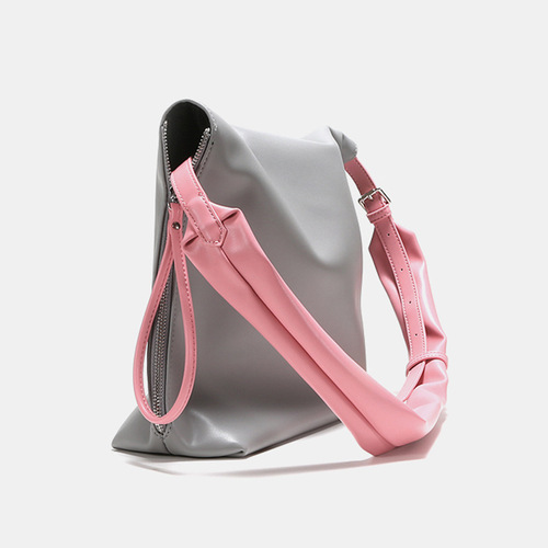 2024 New Lazy Style Soft Leather Patchwork Shoulder Bag, Uncommon Crossbody Tote Bag with High-Quality Texture, Underarm Bag