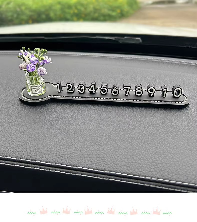 New vase car temporary parking plate mobile car phone number plate car creative high-grade car interior ornaments