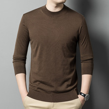 2025秋冬季新款中年男士宽松休闲羊毛衫时尚圆领长袖打底上衣批发
