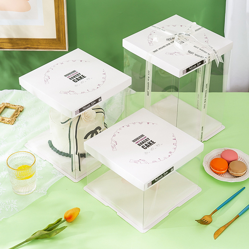 厂家直销加高摩卡透明蛋糕盒工厂批发生日礼物蛋糕盒子糖果打包盒