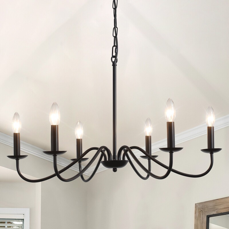Cross-Border Amazon American Retro Chandelier American Country Style 6-Head 8-Head Branch Black Gold Candle Iron Chandelier