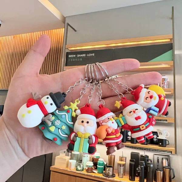 New Cartoon Creative Christmas Keychain Santa Claus Bell Pendant for Bags and Car Keys Christmas Gift