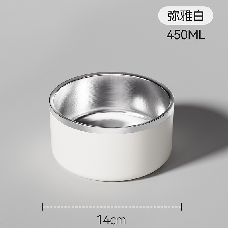 Tazón para mascotas transfronterizo Tazón para perros de acero inoxidable Tazón para perros de doble capa engrosada y anti-volcado Tazón de comida dorada para perros