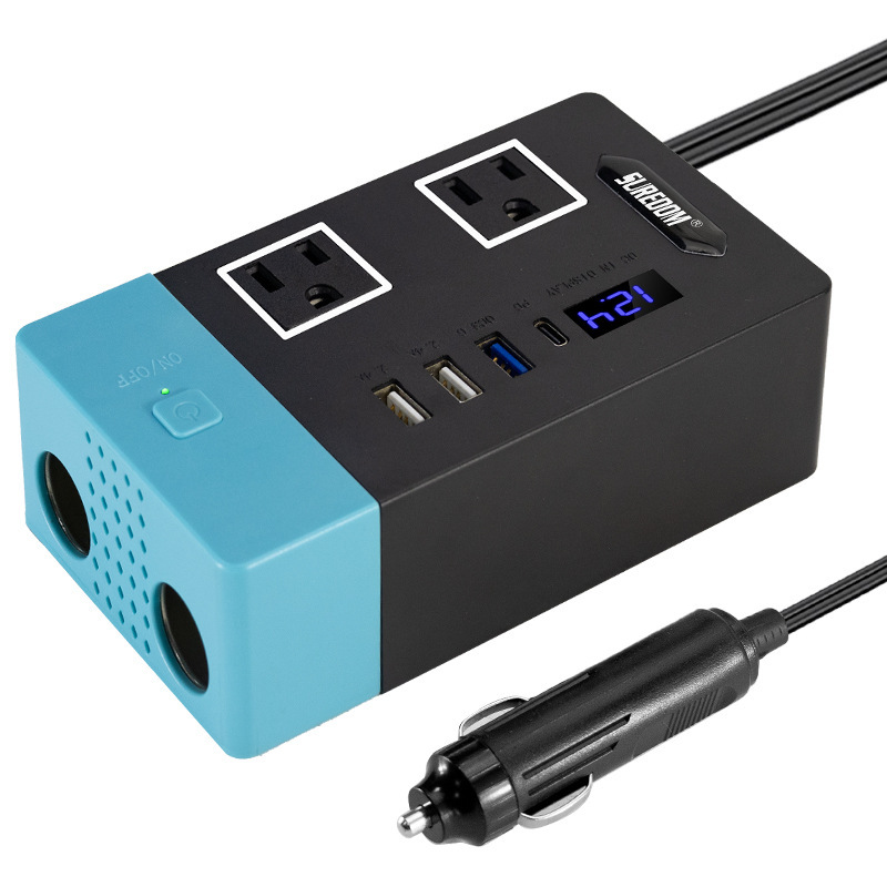 Factory direct 200W car inverter multi-function plug-in inverter 12V to 110V U.S. cross-border