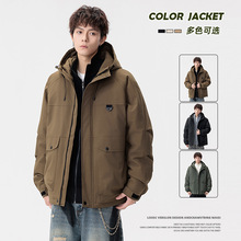 冬季新款棉衣外套男冲锋衣保暖加厚大码胖子加肥加大工装夹克棉服