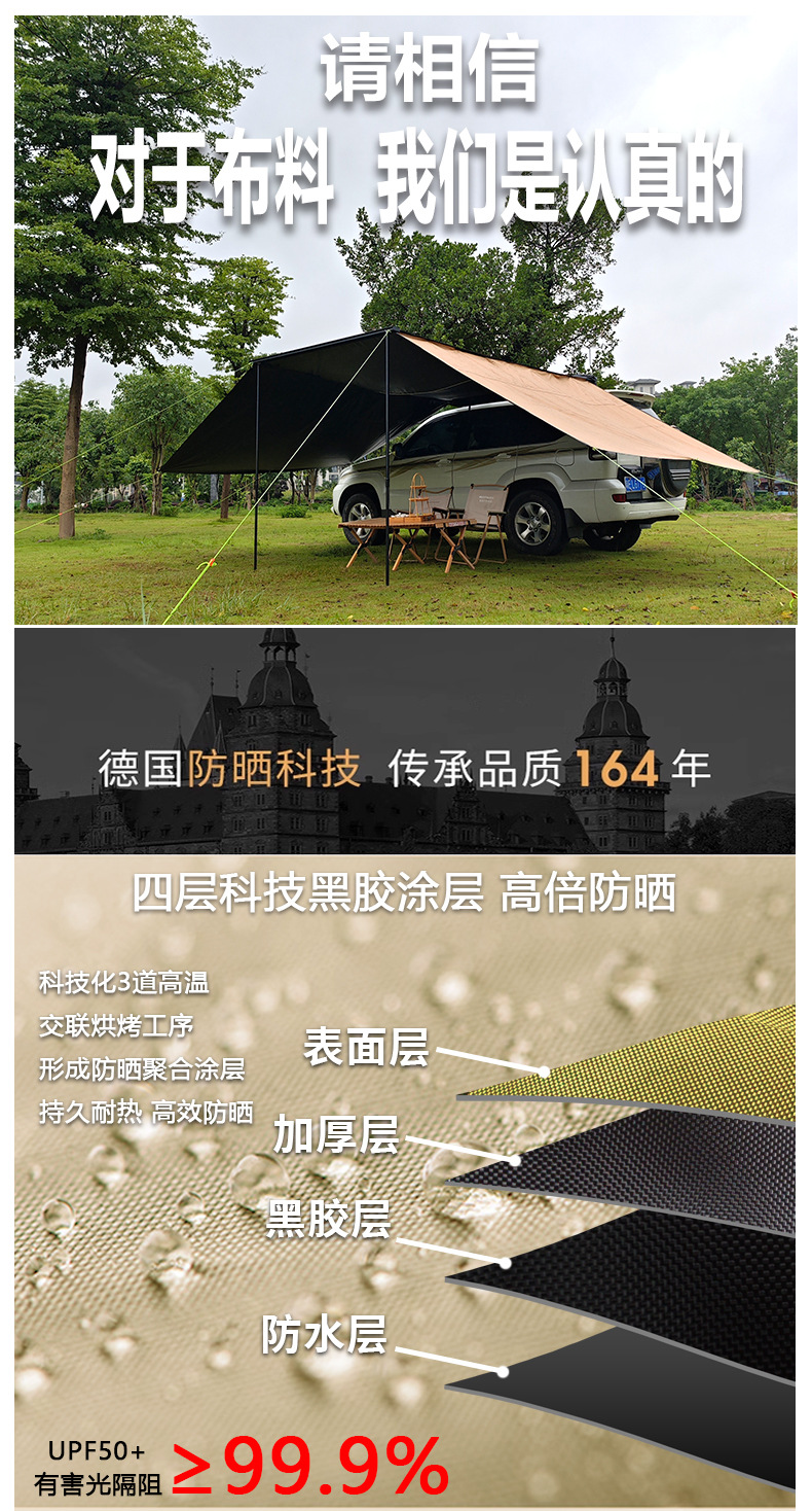 Car Side Tent, Suv Side Tent, Outdoor Car Side Canopy, Sunshade Curtain, Car Camping Canopy, Side Cloth, Enclosure Cloth