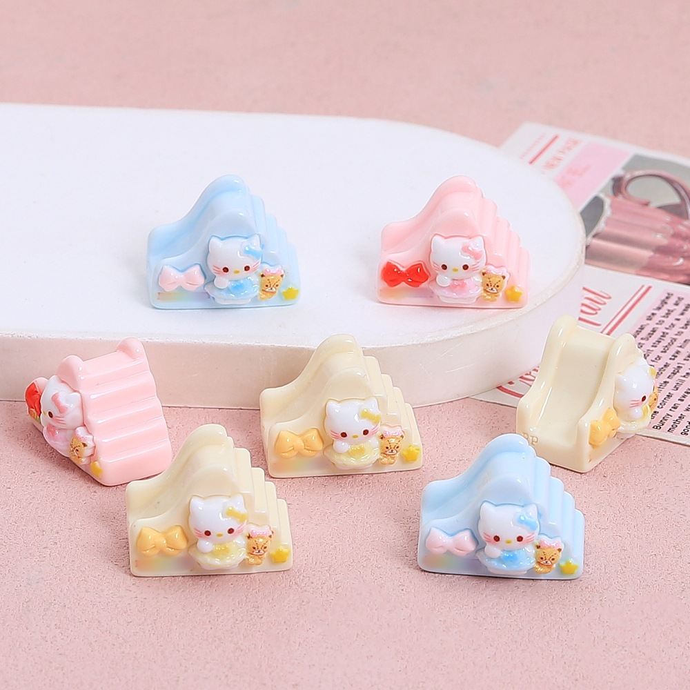 多色立体喵咪滑梯卡通手工diy奶油胶树脂配饰小配件饰品材料批发