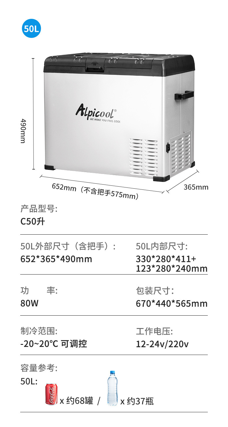 Ice Tiger Compressor Car Refrigerator, Dual-Use for Car and Home, Freezing and Refrigeration, 12V24V Portable C30 Dormitory Mini Refrigerator