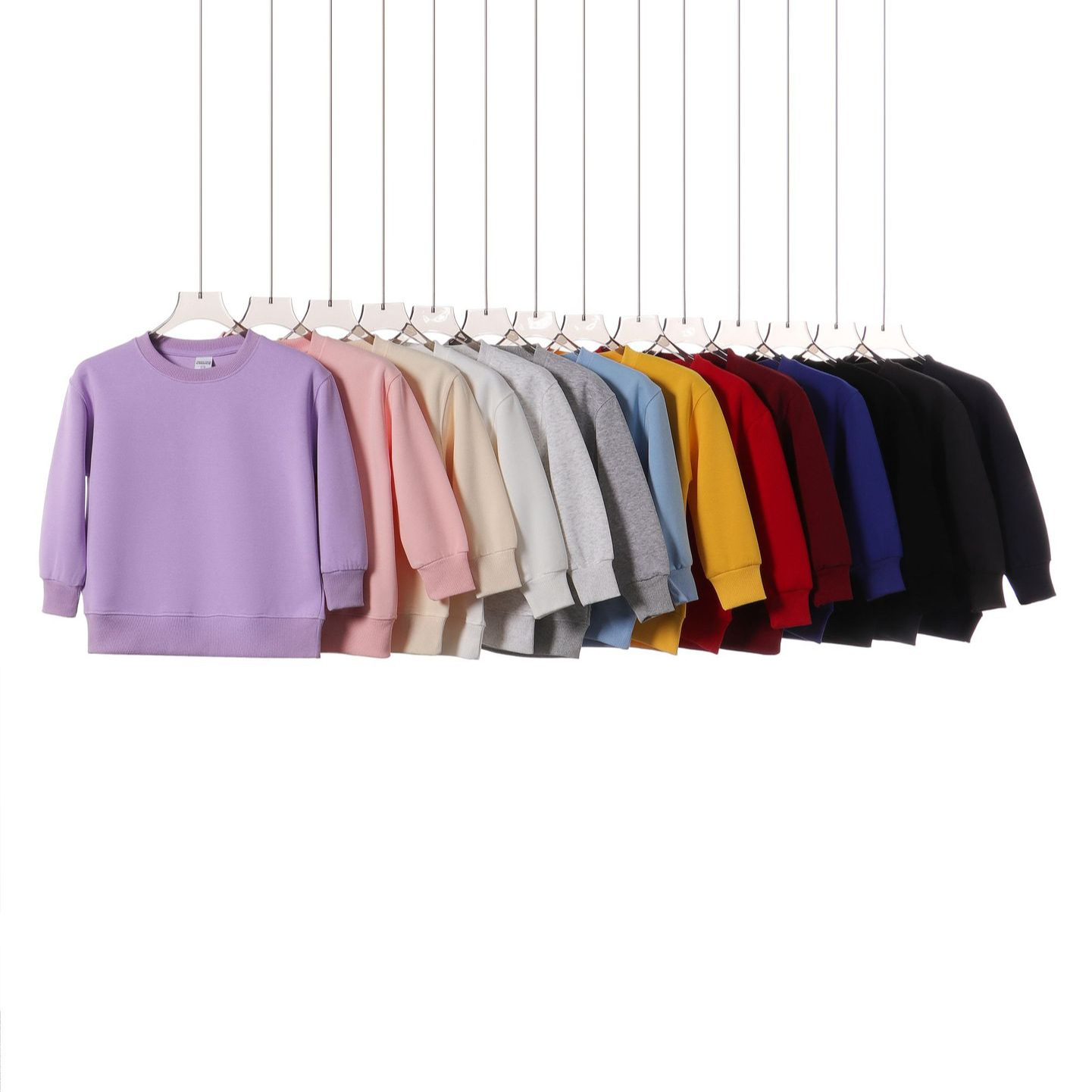 Children's Clothing 350g Composite Cotton Solid Color Round Neck Sweatshirt 2025 Autumn and Winter New Style Small and Medium-Sized Kidsren's Pullover Top Base Layer Shirt