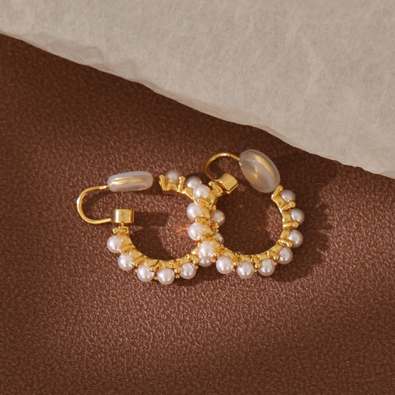 Copper ear clips pearl
