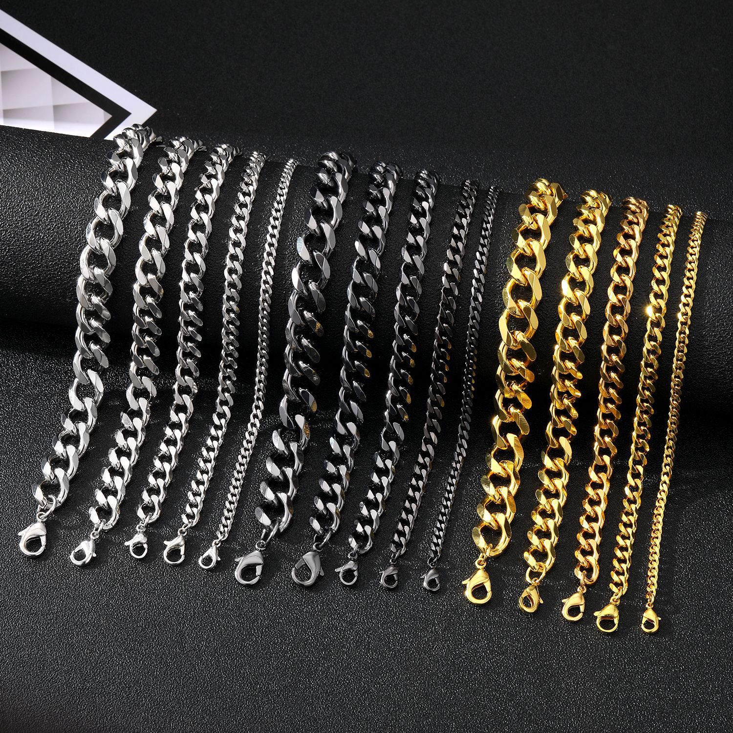 Hip-Hop Solid Color 304 Stainless Steel Men's Bracelets Men's Chain Bracelets display picture 3