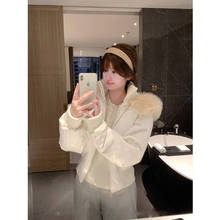 2025年新款冬季气质短款白色毛领羽绒服90白鸭绒白鸭绒外套女冬季