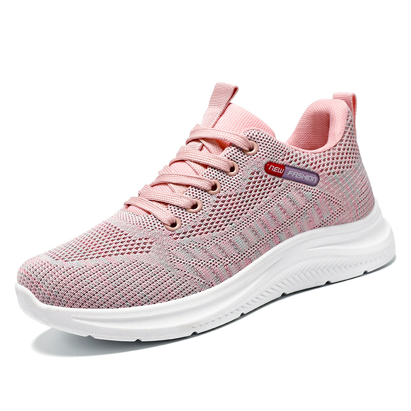 Zapatos de mujer 2024 primavera nuevo comercio exterior volando zapatos de mujer tejidos zapatos transfronterizos de fondo suave zapatilla de deporte casual mujeres