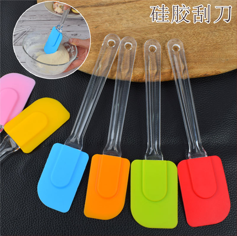 Mango transparente de silicona suave raspador crema mermelada de mantequilla espátula de helado para hornear pastel raspador