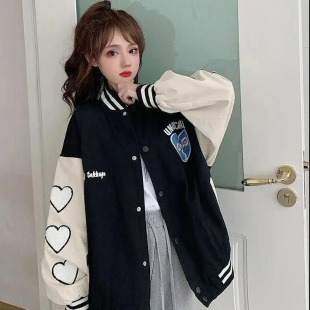 College Style Sweet Love Baseball Suit Coat Women's Autumn and Winter 2022 New BF Student Couple Loose Jacket