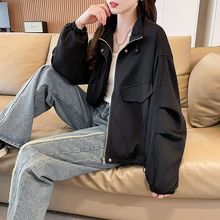 韩版休闲宽松短款风衣立领冬季外套女秋冬季夹克上衣服女装冲锋衣
