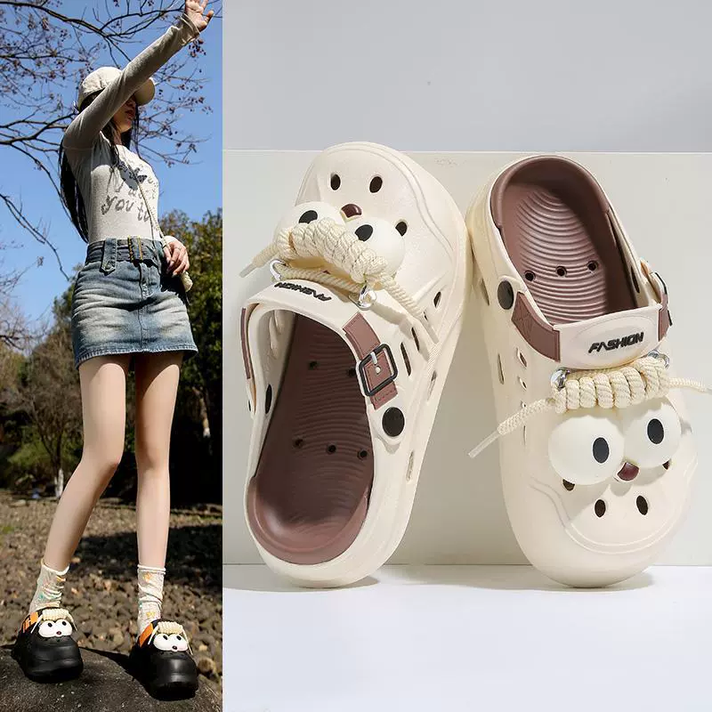 Летние сабо для женщин, студенты могут носить нескользящие праздничные сандалии Baotou на толстой подошве из ЭВА.