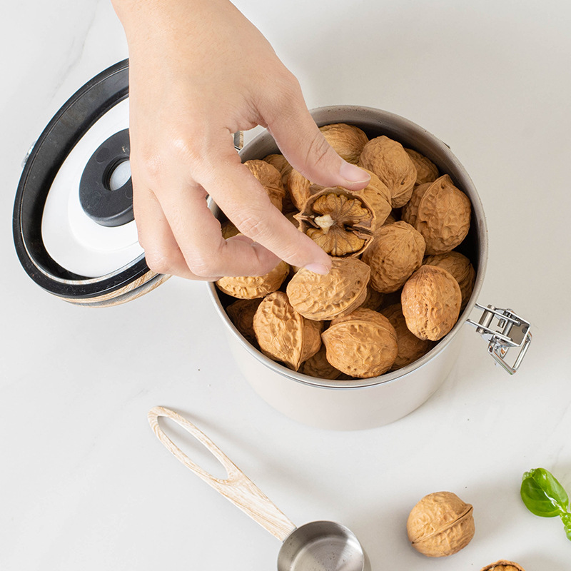 El té secó el tanque de almacenamiento del polvo del café del tanque sellado con la fecha 1.8L del grano de café de la cuchara selló el acero inoxidable 304 del tanque