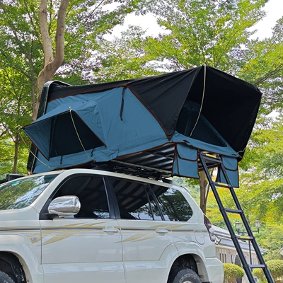 Car Roof Folding Tent Hydraulic Automatic Tent Car Outdoor Self-Driving Camping Folding Car-Mounted Large Tent (Avtomobil dam çadırları) - 16m-blue-fabric-body-black-sunshade-medium-size-3-people-large-size-4-people