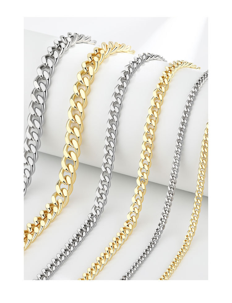 Men's Gender Wholesale Jewelry Hip-Hop Punk Geometric Copper Plating Necklace Cuban Link Chain Curb Chain Twisted Rope Chain Figaro Chain