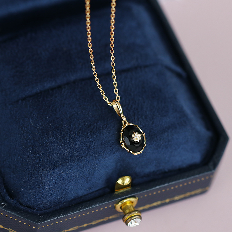 1g Weight Charms, Rings Classification 1 Piece Quantity Holiday, Daily Occasion 925 Sterling Silver Material Flower Pattern All Seasons Season Women's Gender Elegant, Retro Style Japanese Style Opal Palace Vintage Pattern Natural Black Agate Rings Pendants 925 Silver Accessories Suit Autumn New 11