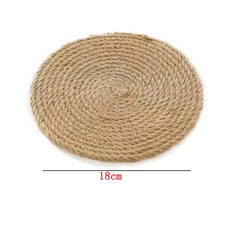 Pie Pie Pie proceso de tejido de paja estallado transfronterizo lino almohadilla de taza almohadilla de cuerda de lino almohadilla de aislamiento térmico almohadilla de yute de alta calidad