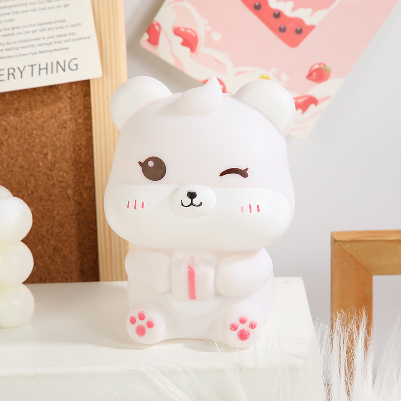 Social media favorite cute plush small night light cartoon bear figure birthday gift student dorm desk night light ornament