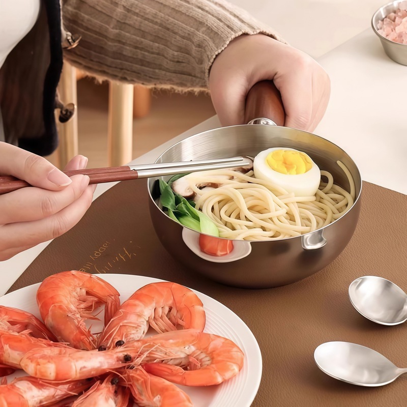 加厚不锈钢防烫木柄平底小奶锅小锅宝宝辅食锅热油泼油锅泡面碗锅|undefined