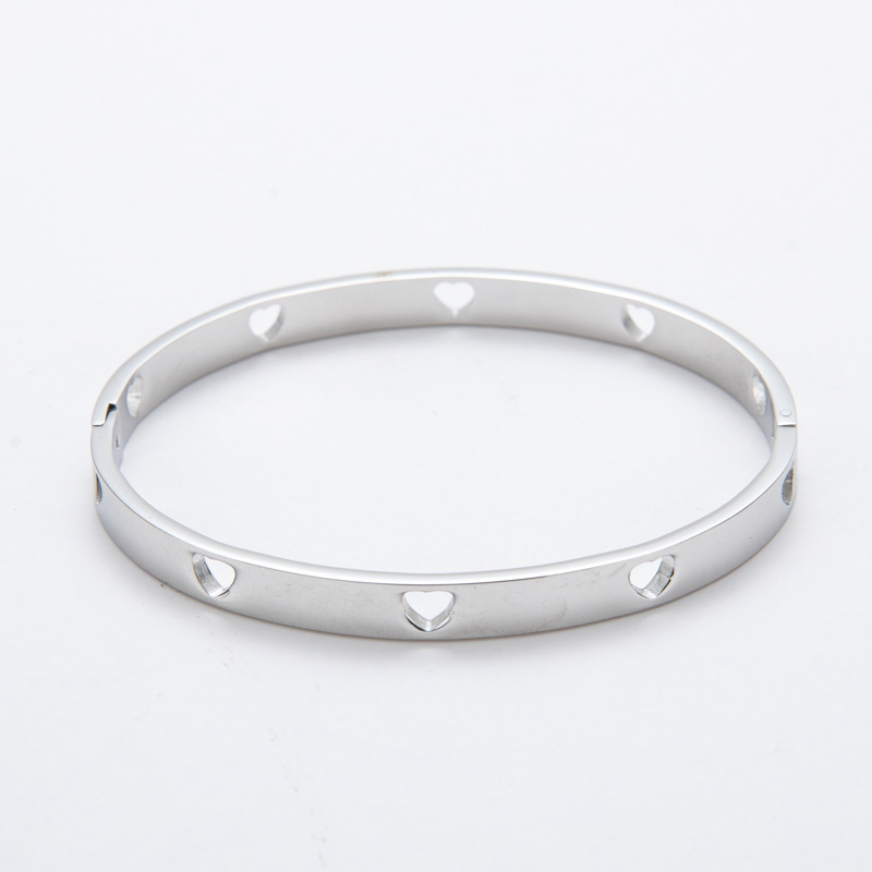 Fashion Heart Shape Stainless Steel Plating Bangle 1 Piece