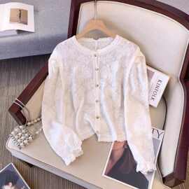 波西米亚民族风刺绣楼空钩花针织开衫百搭上衣外套外搭时尚潮流新