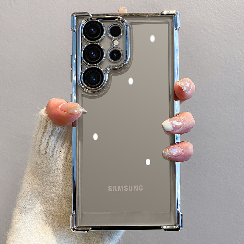 Suitable for Samsung S26Ultra Mobile Phone Case A55 Electroplated Space Acrylic Two-In-One Anti-Fall Hard Four-Corner Airbag
