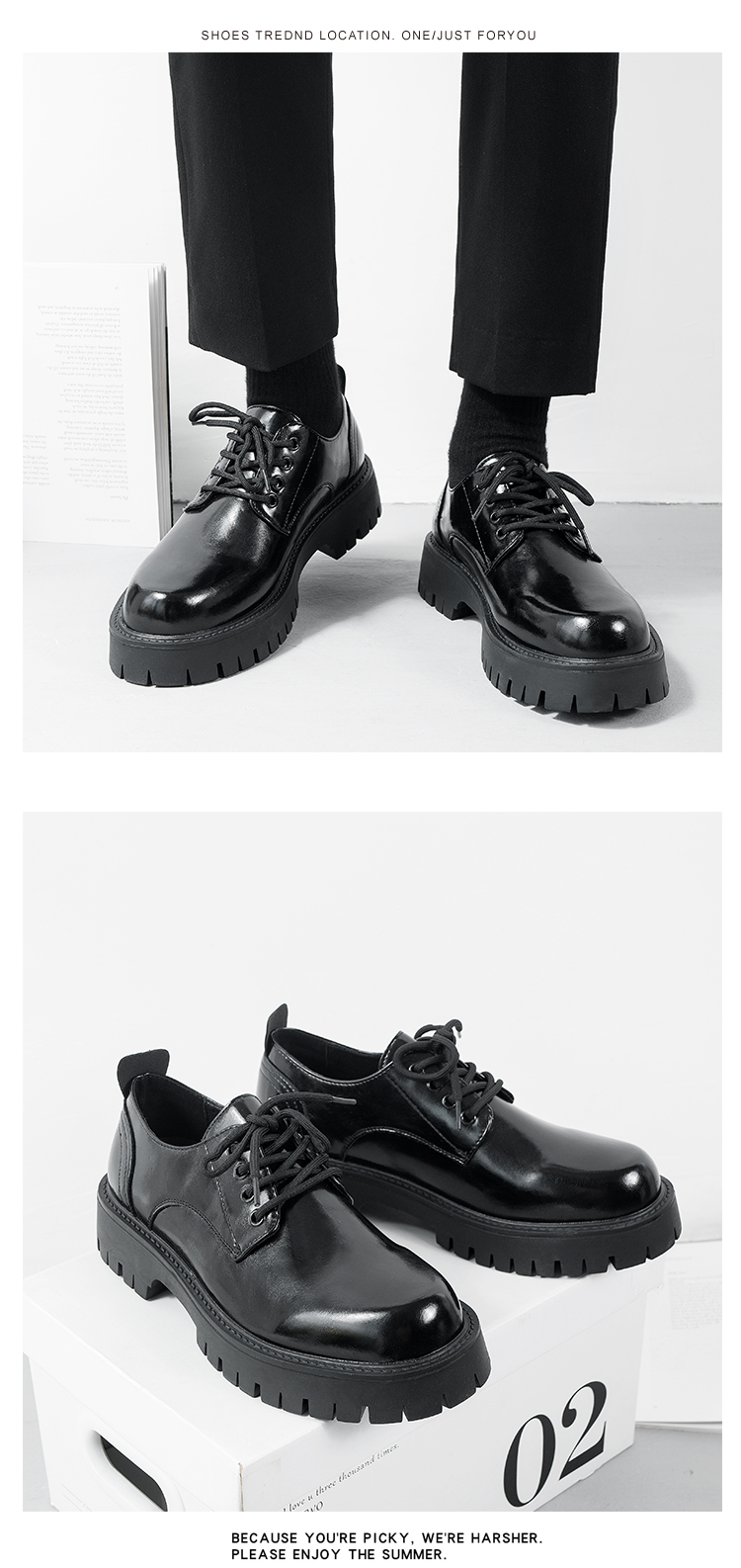 Chaussures décontractées ShoeVault Cleanfit Derby en cuir à semelle épaisse pour homme, bottes Martin basses rehaussantes_voghion.com