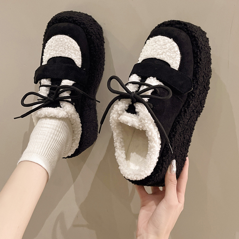 Wedge thick-soled toe-cap furry shoes for women for outer wear 2024…