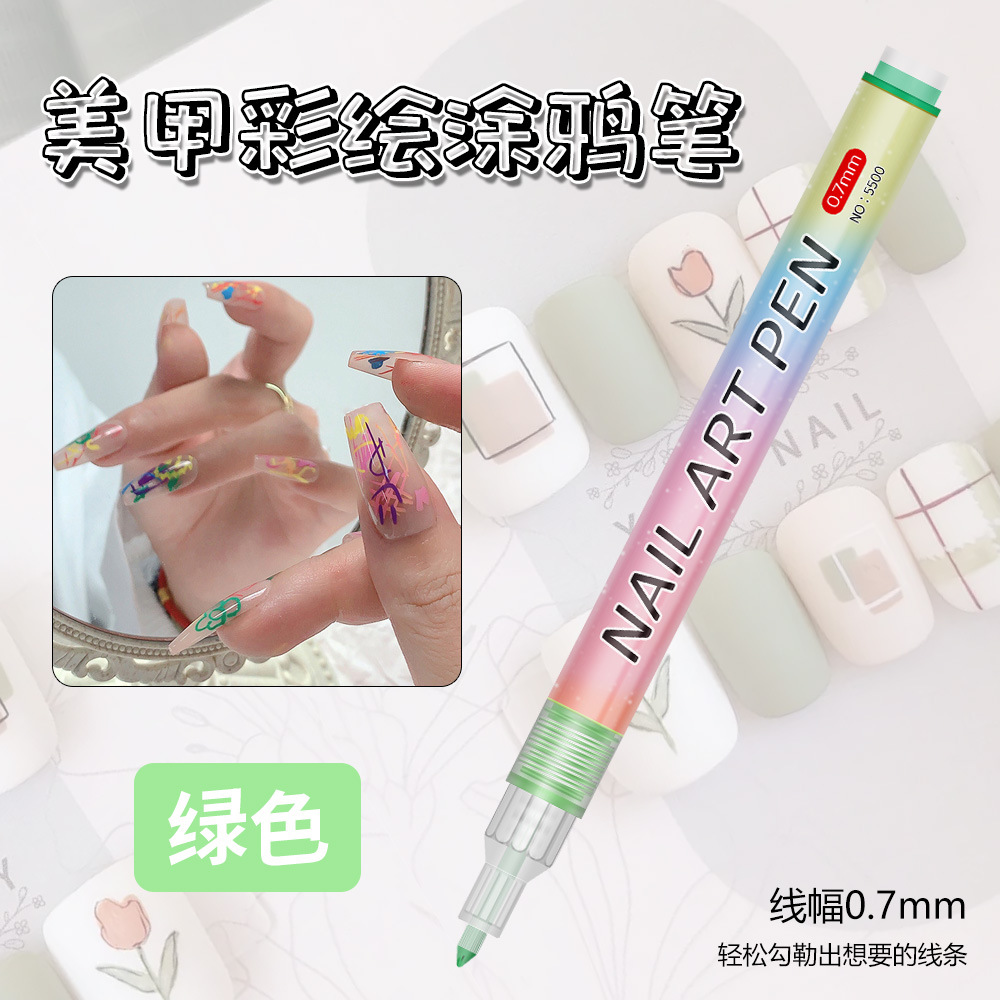 Nuevo lápiz de graffiti transfronterizo de uñas DIY lápiz de marca de secado rápido colorido de dibujo de gancho de línea de uñas lápiz de pintura