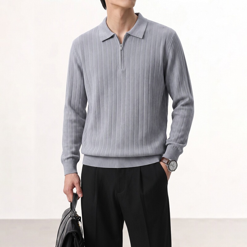 Men's half-zip knit sweater from the boutique, new autumn/winter 2026 collection, versatile casual wool sweater for middle-aged dads Men's half-zip knit sweater from the boutique, new autumn/winter 2026 collection, versatile casual wool sweater for middle-aged dads