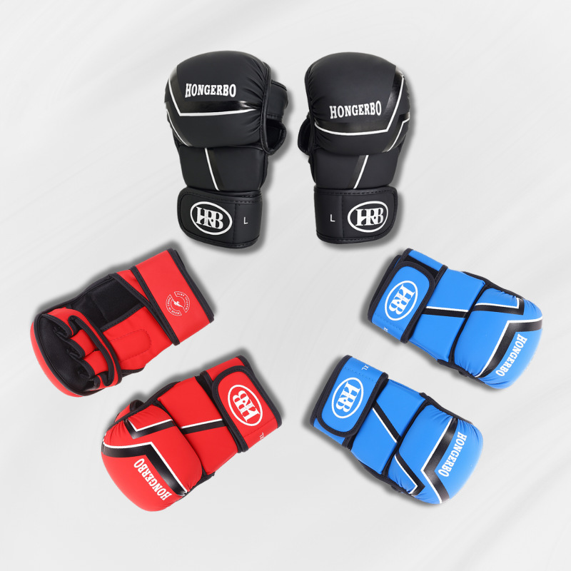 Guantes de medio dedo MMA al por mayor de fábrica, pan de boxeo para adultos y niños, guantes de boxeo, lucha, Sanda, protección de cinco dedos