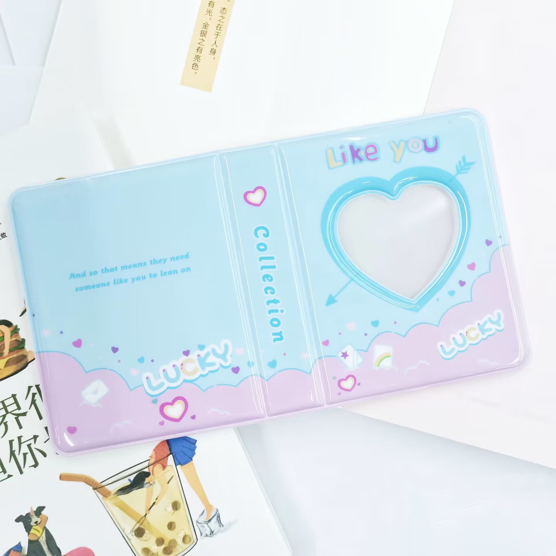 Álbum mini Polaroid de 3 pulgadas estilo Ins con letras y flechas – para coleccionar tarjetas de idols.