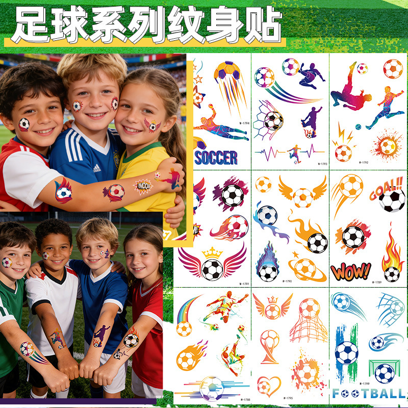 Cross-Border Football Tattoo Stickers Waterproof European and American Cartoon Cute Children's Temporary Tattoo Stickers Long-Lasting Unisex Fresh Style Cross-Border Football Tattoo Stickers Waterproof European and American Cartoon Cute Children's Temporary Tattoo Stickers Long-Lasting Unisex Fresh Style