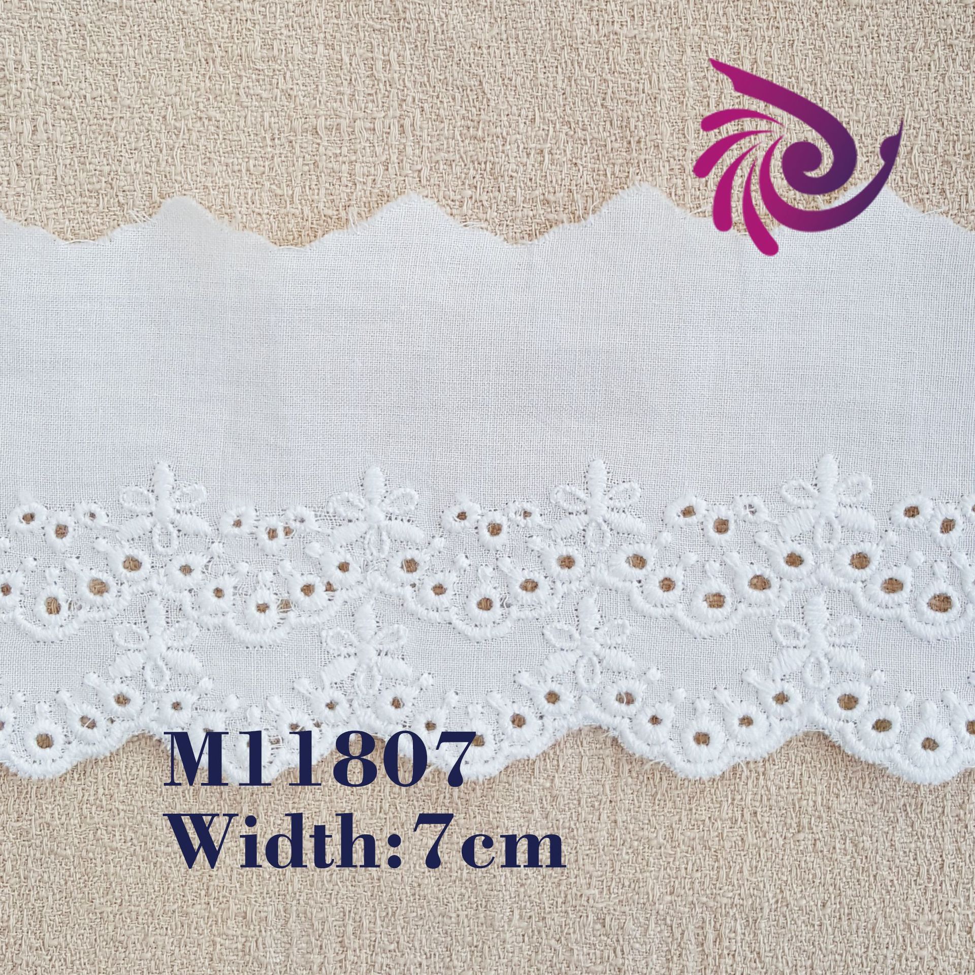 7cm刺绣镂空棉布花边 DIY手工棉线辅料配饰 衣领荷叶领花边