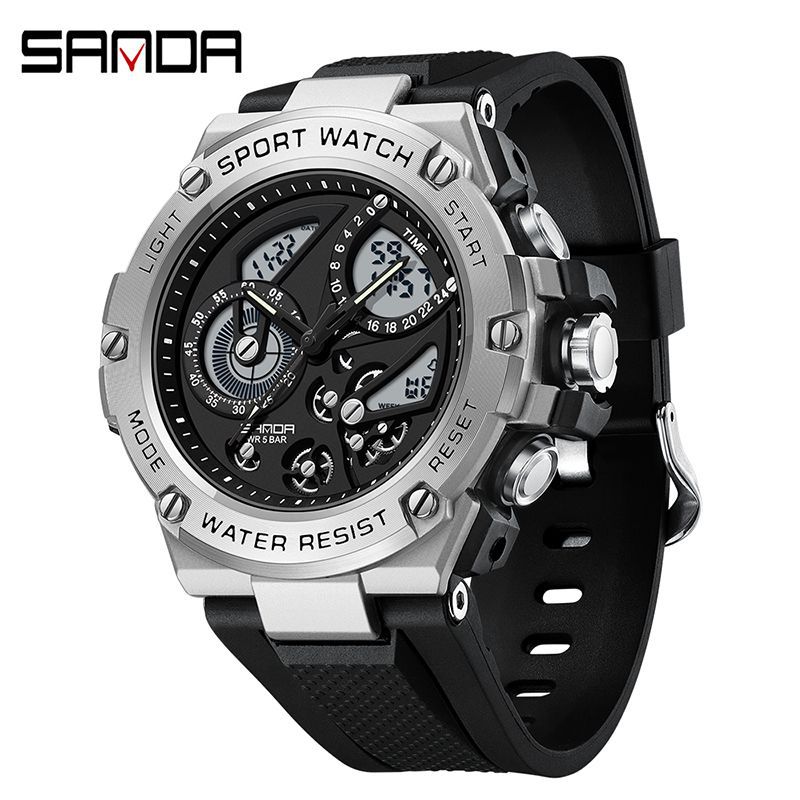 Sanda reloj, reloj electrónico multifuncional para estudiantes de secundaria junior, despertador de luz nocturna coreano, reloj masculino a prueba de agua y choque