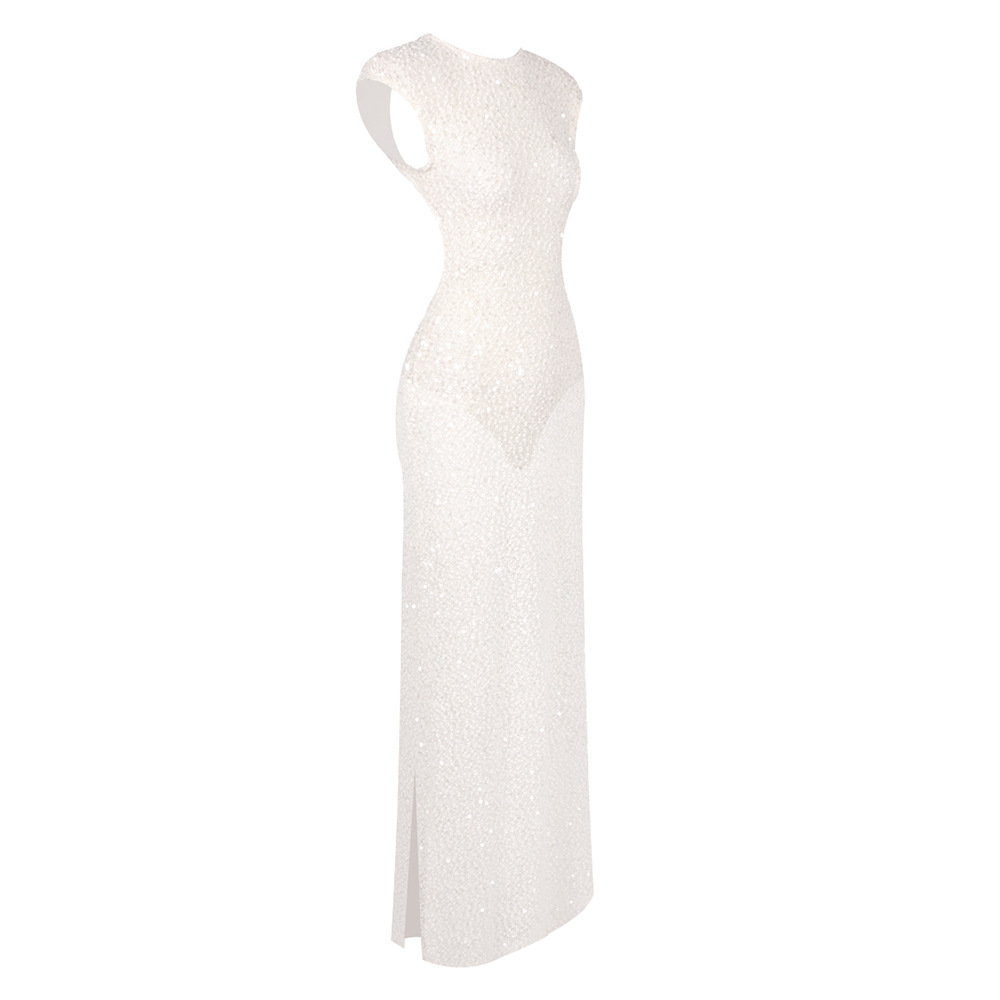 Women's Clothing Sexy Backless Oversized Shoulder Sequined Lace Bridesmaid Dress Australian Design Summer Style_ecoleips.com