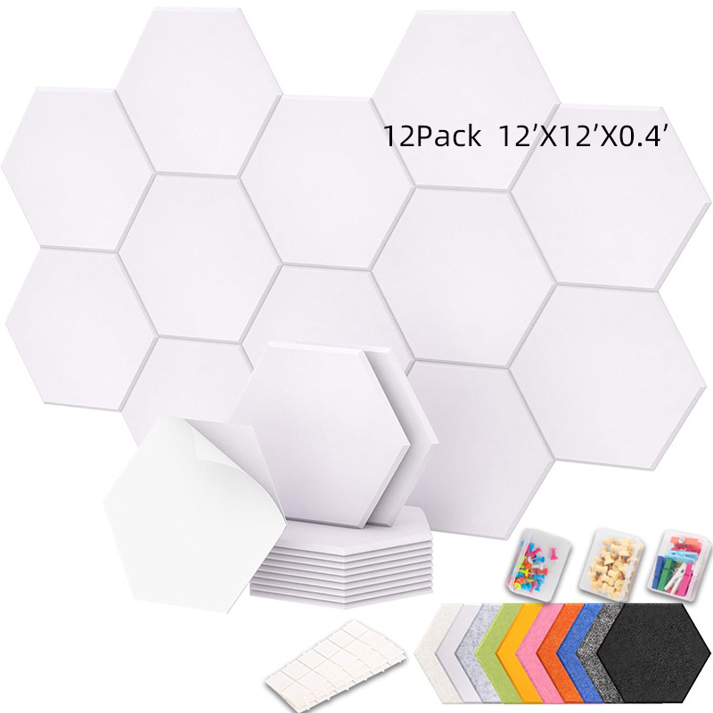 Cross-Border Supply of Hexagonal Polyester Fiber Felt Sound-Absorbing Acoustic Panels, Message Bulletin Boards, Self-Adhesive Wall Stickers