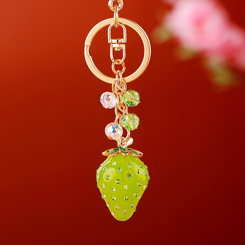 Creativo lindo diamante fruta pequeño limón llavero del coche bolso de las mujeres colgante de metal llavero anillo de regalo de dibujos animados