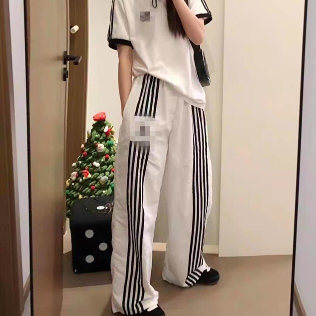 夏季新款学生直筒裤运动裤男女休闲刺绣宽松显瘦阔腿裤长裤|undefined